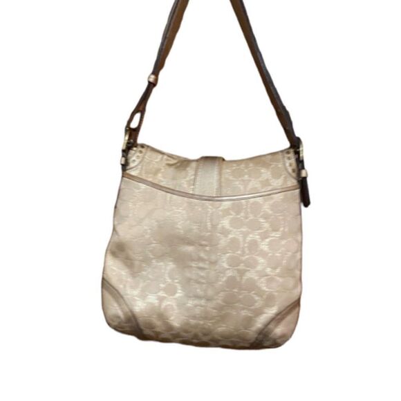 Coach Gold Studded Lurex Signature Flap Duffie bag #12852 - Picture 2 of 10